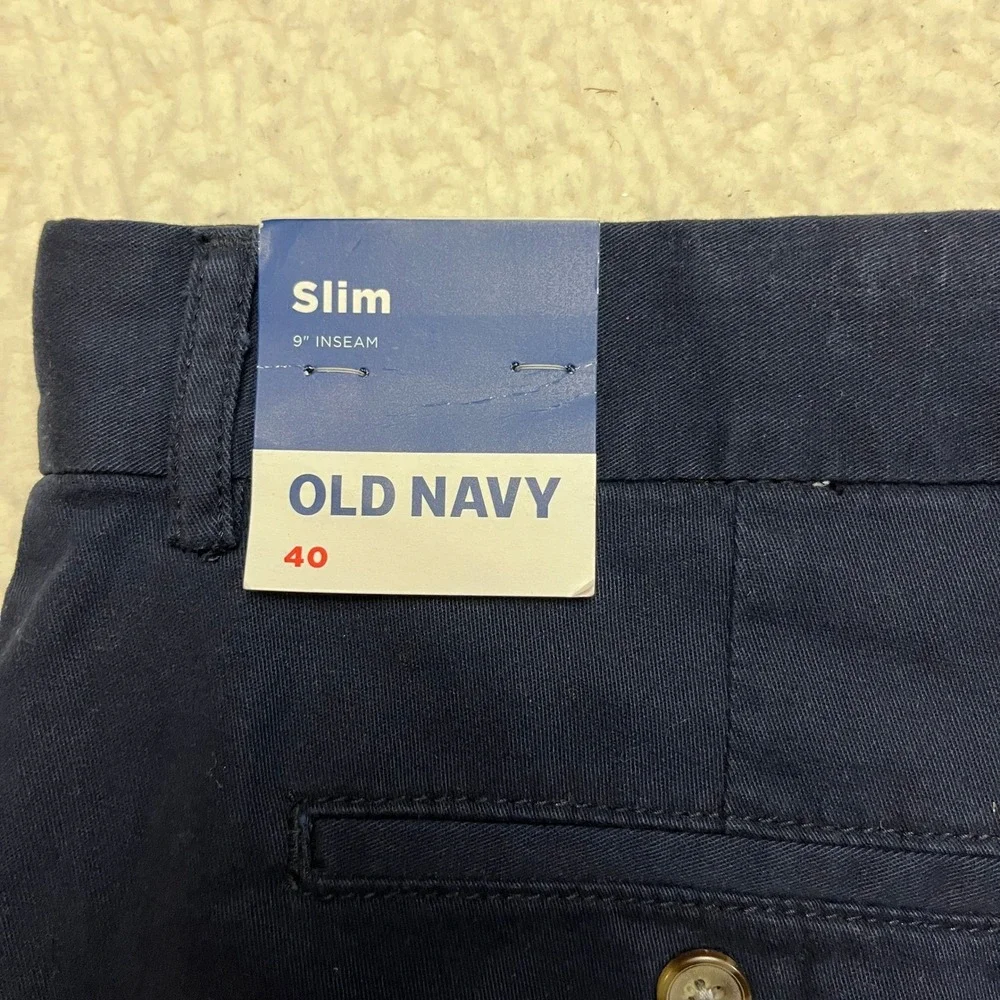 Old‎ Navy Shorts Mens 40 Navy Blue 9 In Rotation Slim Fit Chino Stretch Cotton